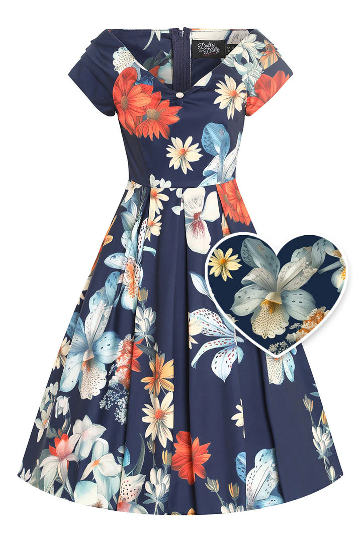PREORDER - Lily Dress in Navy Tropical Floral - Estimated dispatch date 3rd February