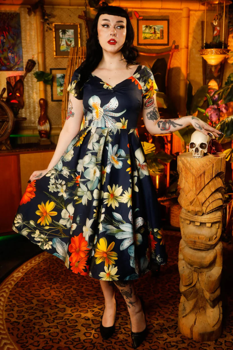 PREORDER - Lily Dress in Navy Tropical Floral - Estimated dispatch date 3rd February