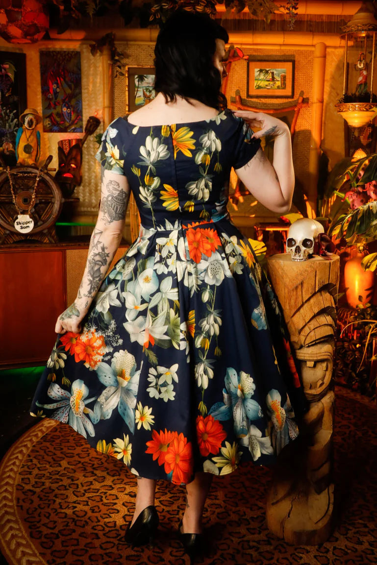 PREORDER - Lily Dress in Navy Tropical Floral - Estimated dispatch date 3rd February
