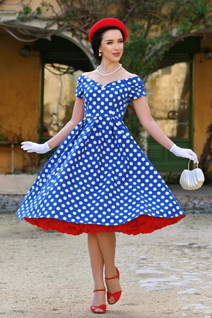 PREORDER - Lily Navy White Polka Dot Dress - Expected dispatch date 15th September