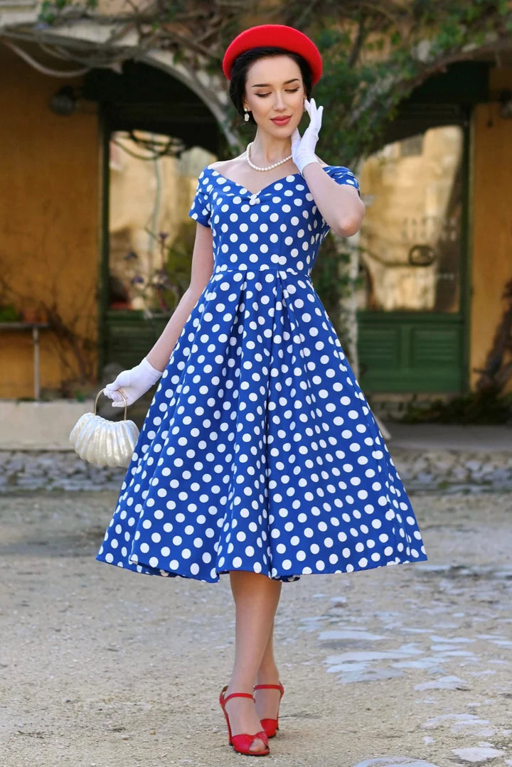 PREORDER - Lily Navy White Polka Dot Dress - Expected dispatch date 15th September