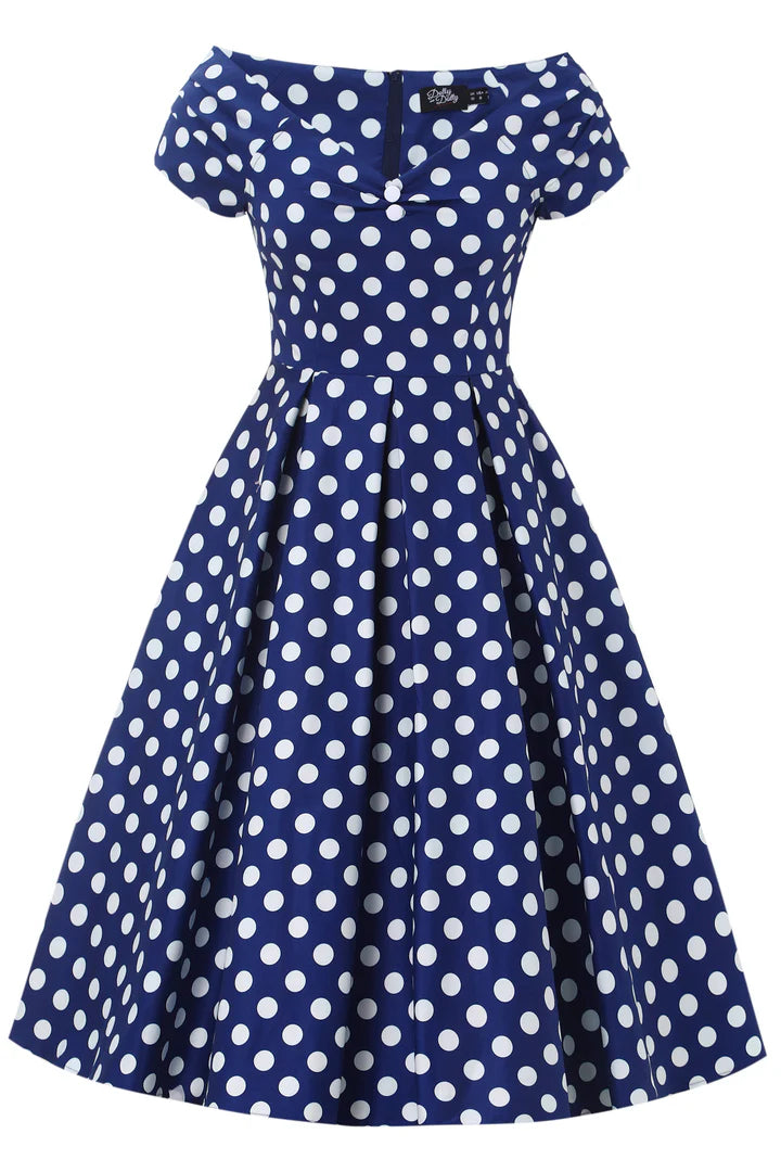 PREORDER - Lily Navy White Polka Dot Dress - Expected dispatch 3rd of June