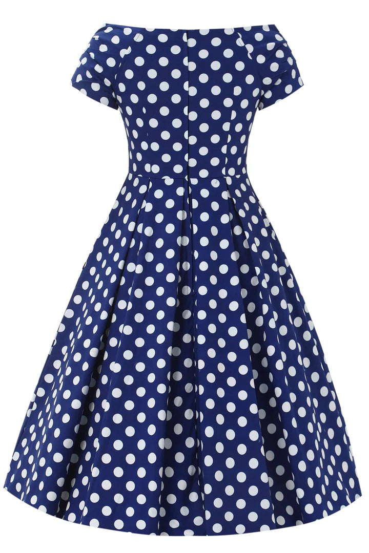 PREORDER - Lily Navy White Polka Dot Dress - Expected dispatch 3rd of June