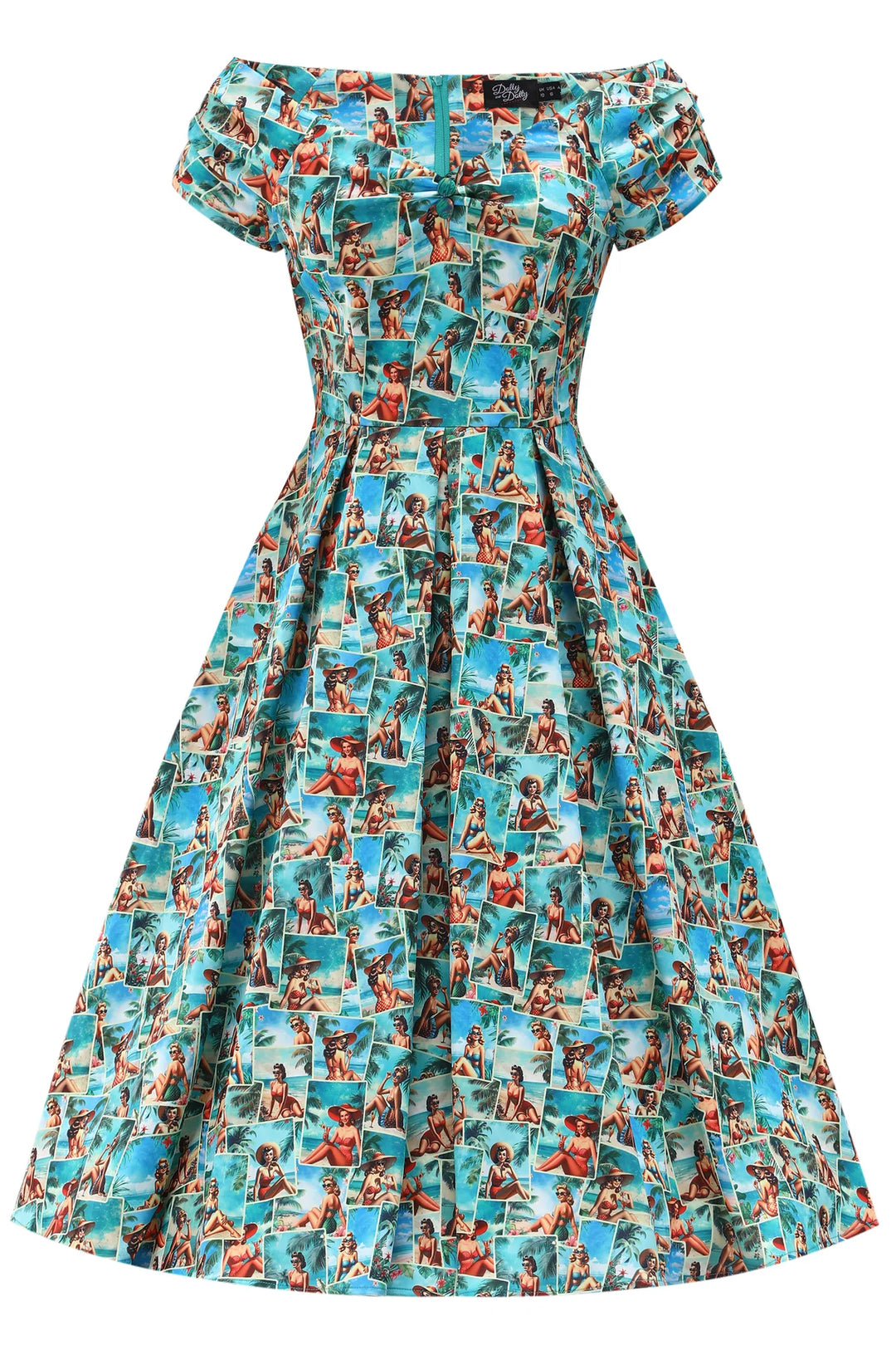 Lily Pinup Postcard Swing Dress - Preorder for dispatch 16th September