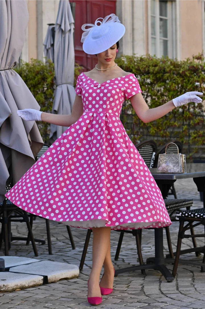 PREORDER - Lily Pink Polka Dot Dress - Expected dispatch on 15th of September