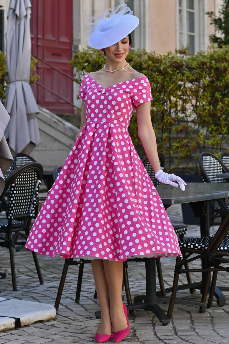PREORDER - Lily Pink Polka Dot Dress - Expected dispatch on 15th of September