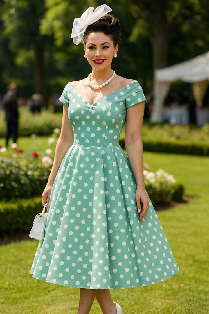 PREORDER - Lily Sage Green Polka Dot Dress - Expected dispatch 15th of September