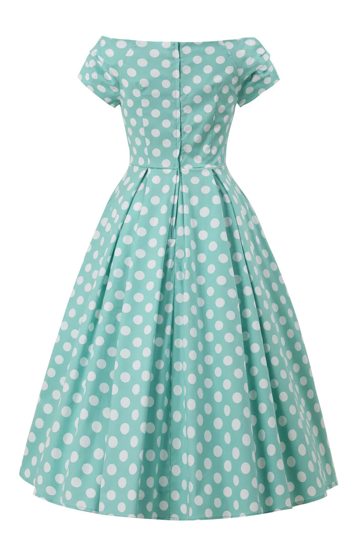 PREORDER - Lily Sage Green Polka Dot Dress - Expected dispatch 15th of September