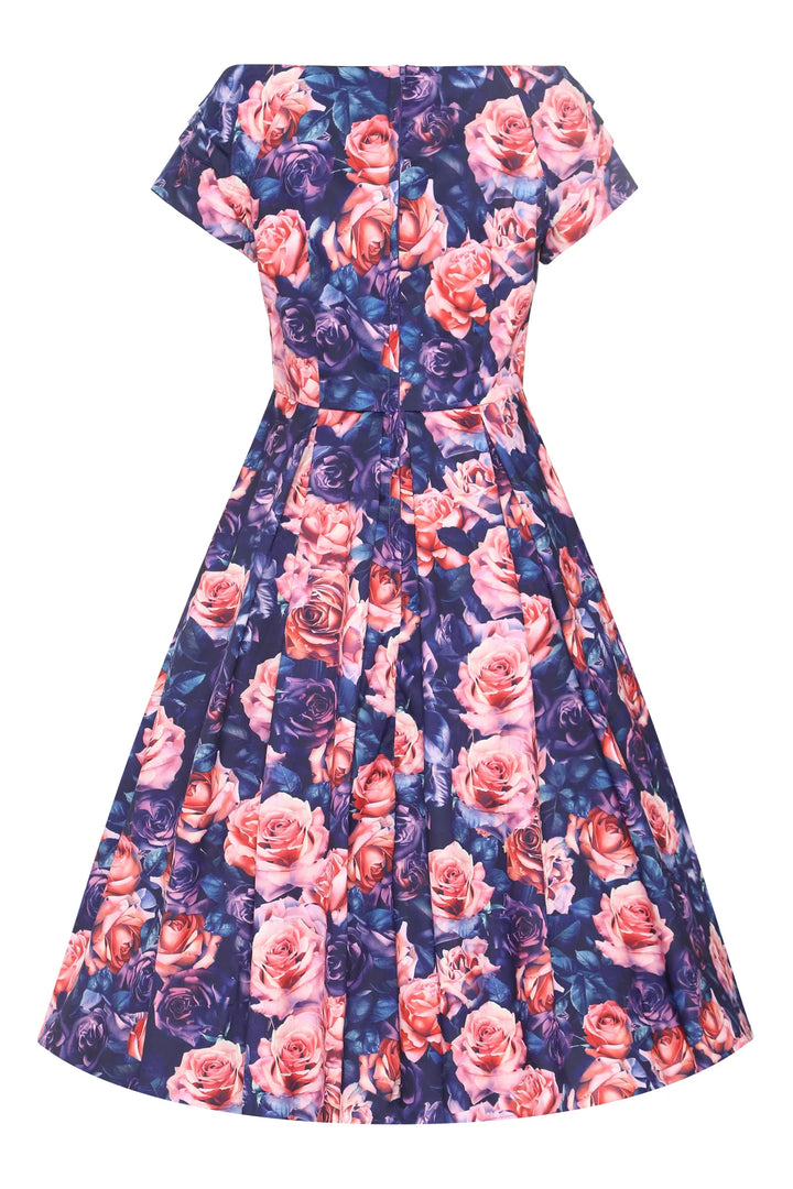 PREORDER - Lily Purple and Pink Rose Swing Dress - Expected dispatch 15th of September