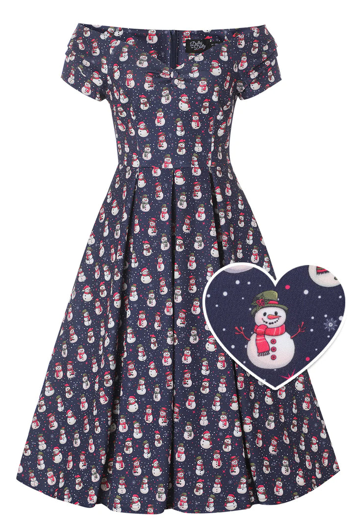 PREORDER - Lily Snowman Swing Dress - Estimated dispatch 30th of October