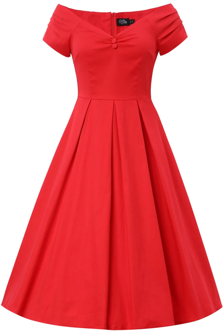PREORDER - Lily Scarlet Red Swing Dress - Expected dispatch 15th of September
