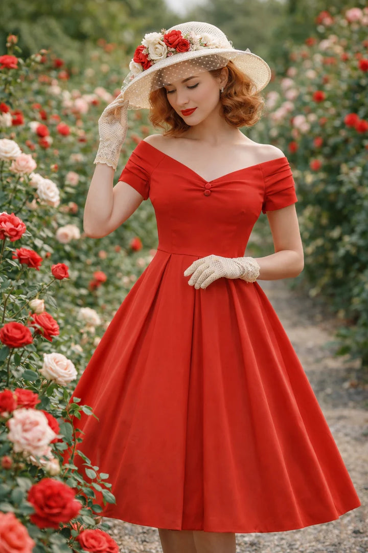 PREORDER - Lily Scarlet Red Swing Dress - Expected dispatch 15th of September