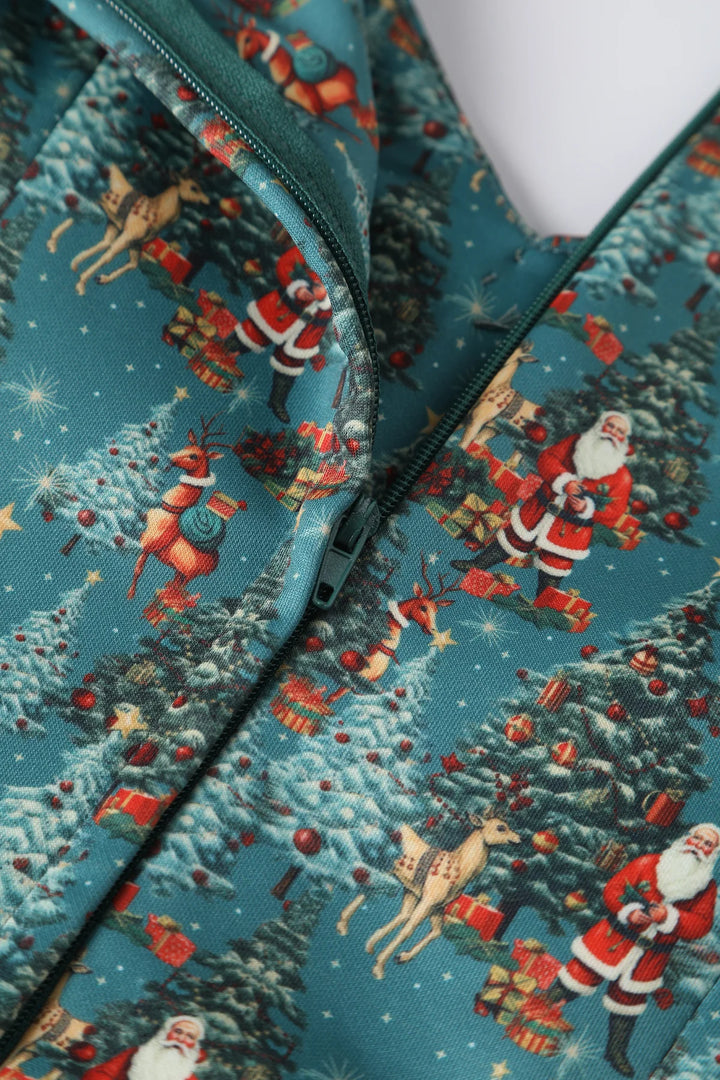 PREORDER - Lily Teal Santa Swing Dress - Estimated dispatch 30th of October