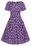 Brenda Purple and Black Cat Print Dress