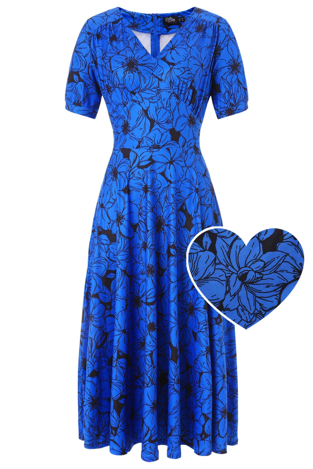 PREORDER - Julia Blue Floral Tea Dress - Estimated dispatch 18th of June
