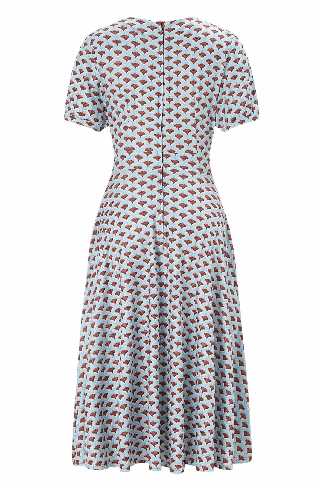 PREORDER - Light Blue and Chocolate Fanburst Tea Dress - Estimated dispatch 18th of June