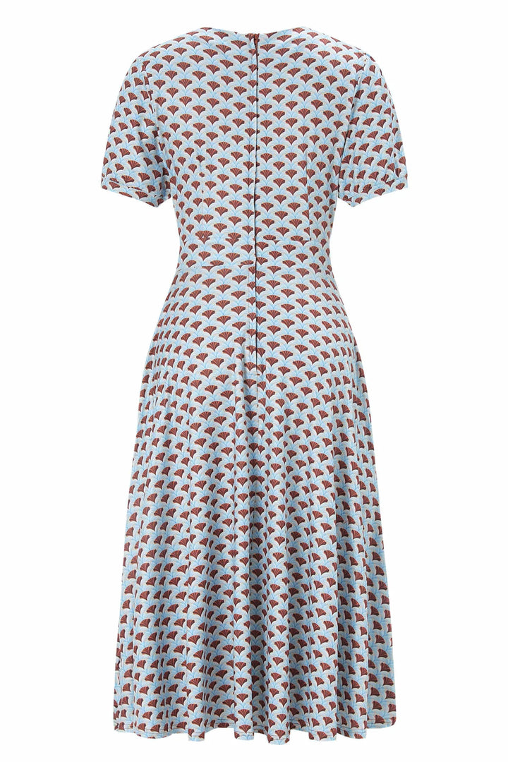 PREORDER - Light Blue and Chocolate Fanburst Tea Dress - Estimated dispatch 18th of June