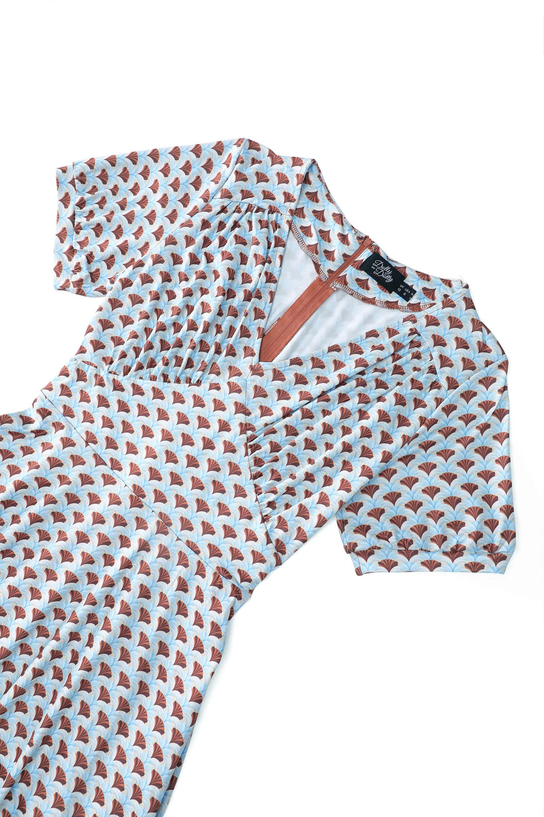 PREORDER - Light Blue and Chocolate Fanburst Tea Dress - Estimated dispatch 18th of June