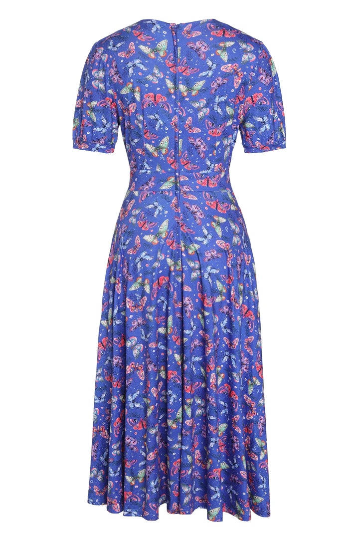 PREORDER - Julia Blue Butterfly Tea Dress - Estimated dispatch 18th of June