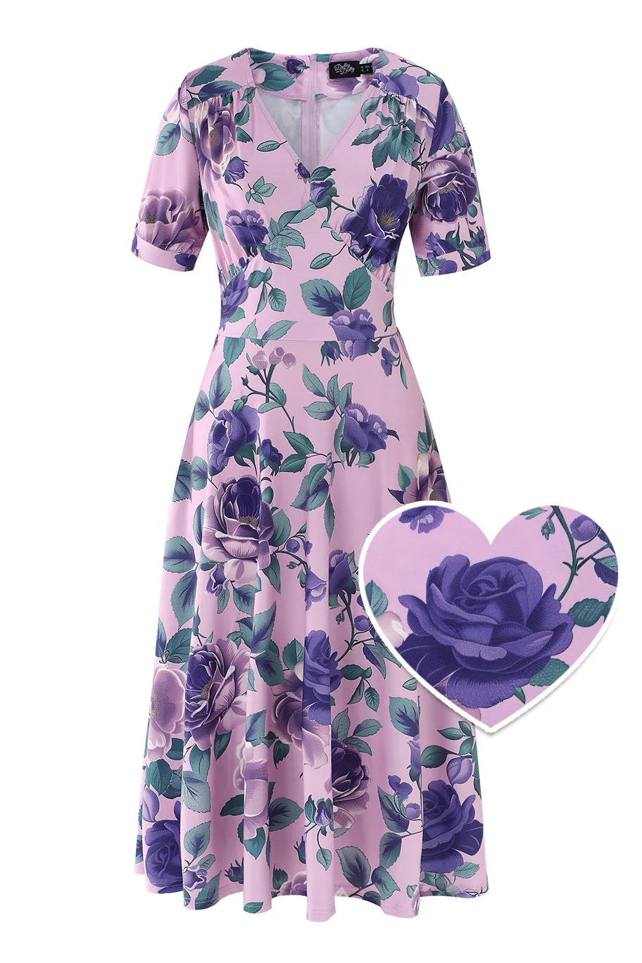 PREORDER - Julia Purple Rose Tea Dress - Estimated dispatch 18th of June