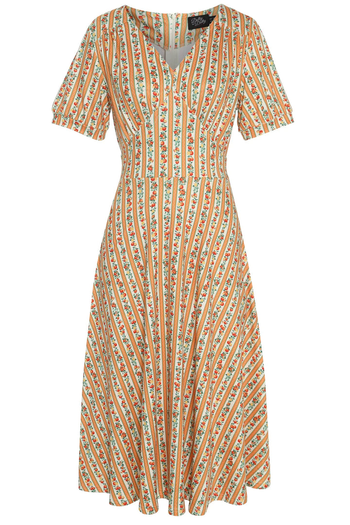PREORDER - Julia Orange Stripe Tea Dress - Estimated dispatch 18th of June