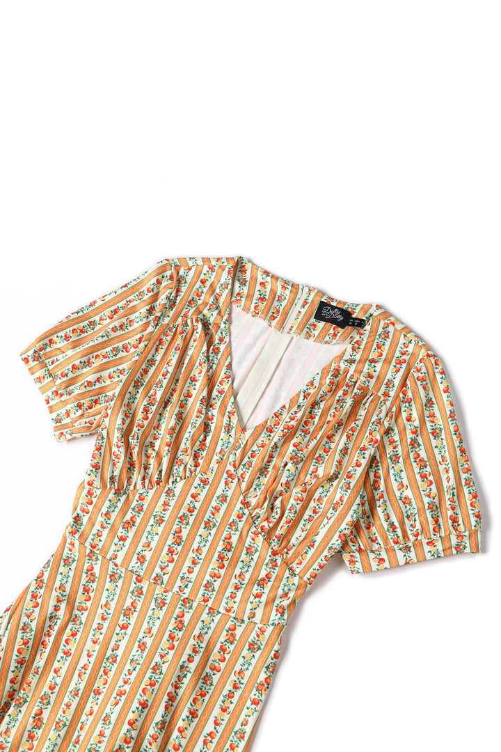 PREORDER - Julia Orange Stripe Tea Dress - Estimated dispatch 18th of June