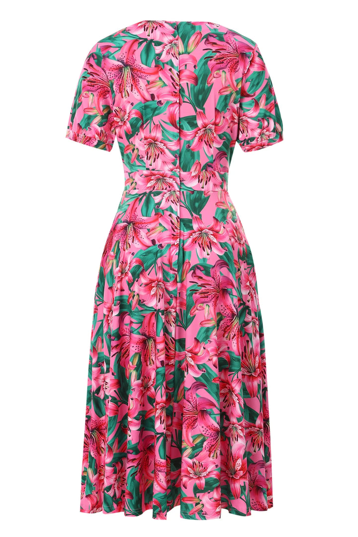 PREORDER - Julia Pink Lily Tea Dress - Estimated dispatch 18th of June