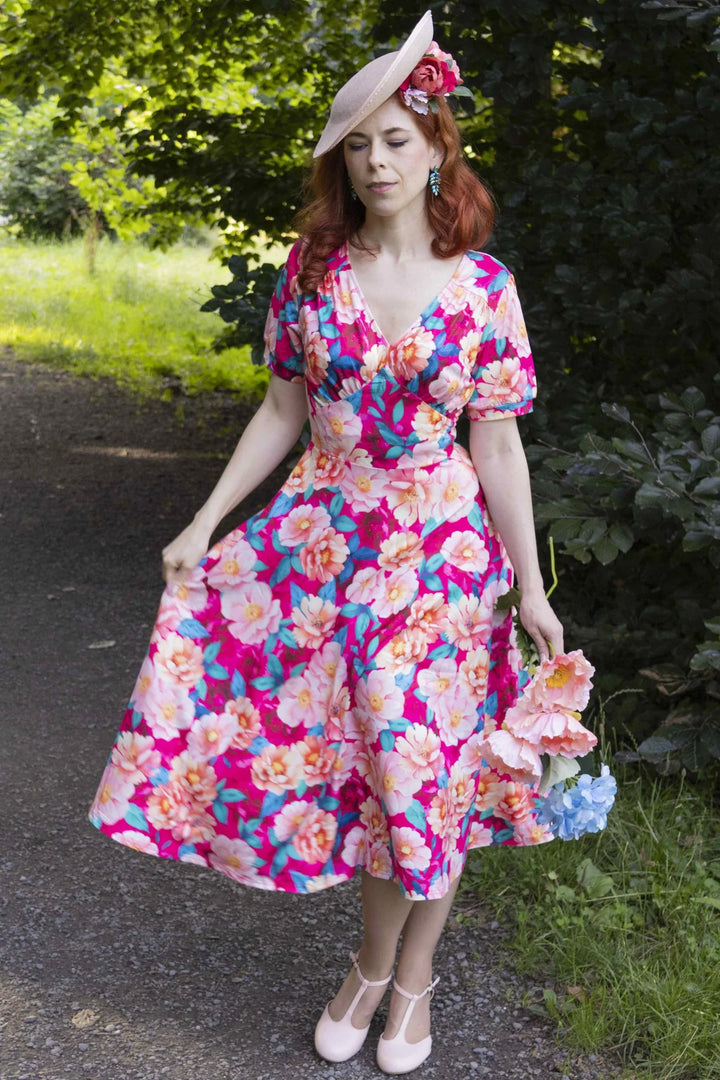 PREORDER - Julia Pink Magnolia Tea Dress - Estimated dispatch 18th of June