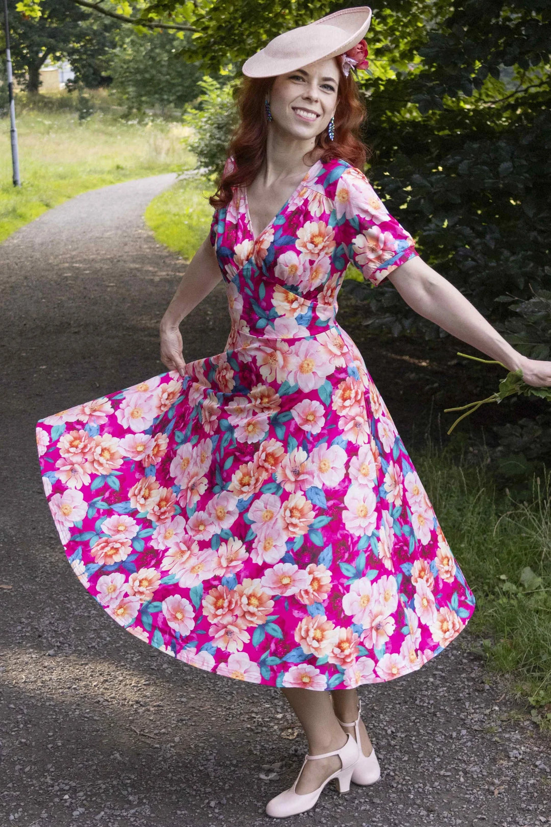 PREORDER - Julia Pink Magnolia Tea Dress - Estimated dispatch 18th of June