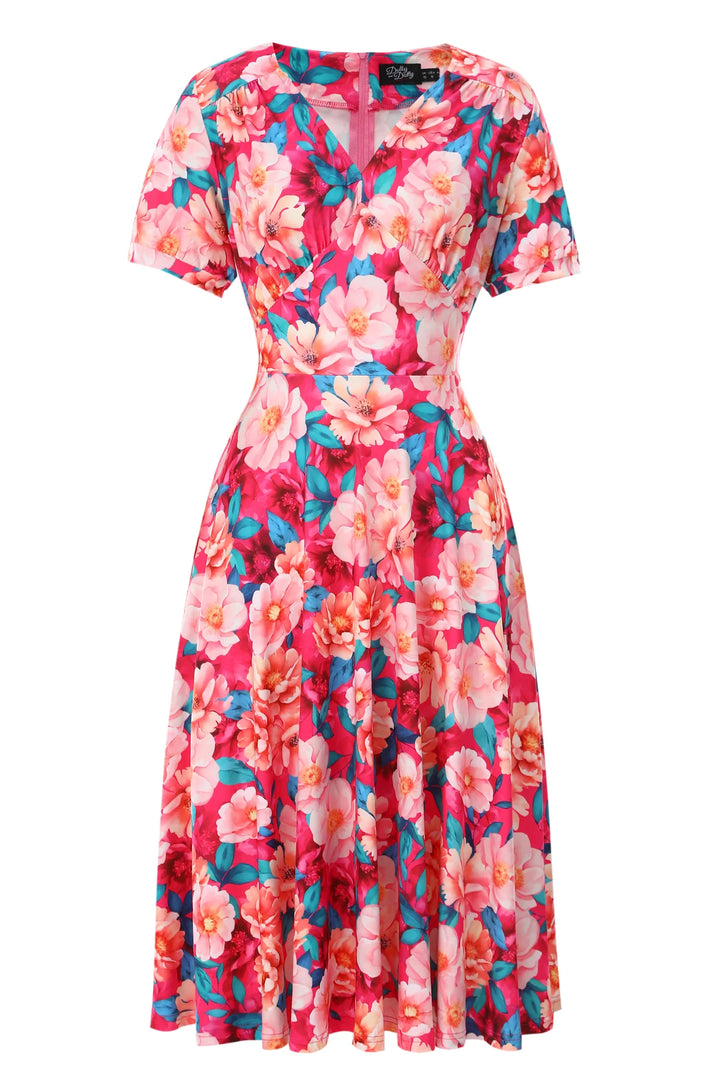 PREORDER - Julia Pink Magnolia Tea Dress - Estimated dispatch 18th of June