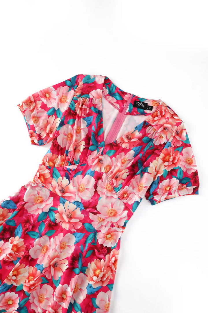 PREORDER - Julia Pink Magnolia Tea Dress - Estimated dispatch 18th of June
