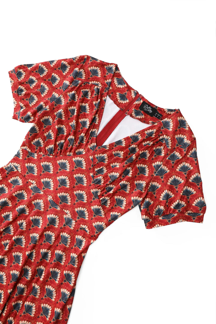 PREORDER - Julia Rust Red Fanburst Tea Dress - Estimated dispatch 18th of June