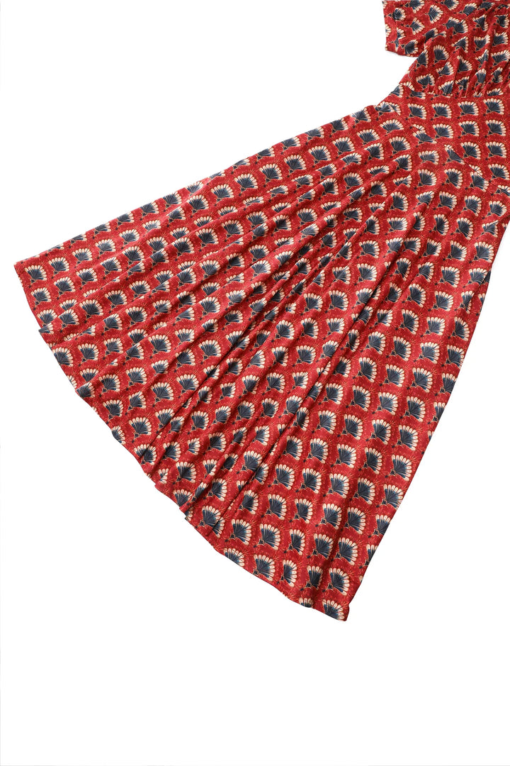 PREORDER - Julia Rust Red Fanburst Tea Dress - Estimated dispatch 18th of June