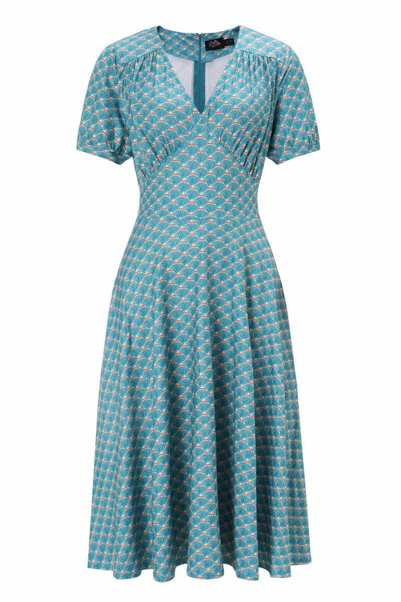 PREORDER - Julia Teal Blue Fanburst Tea Dress - Estimated dispatch 18th of June