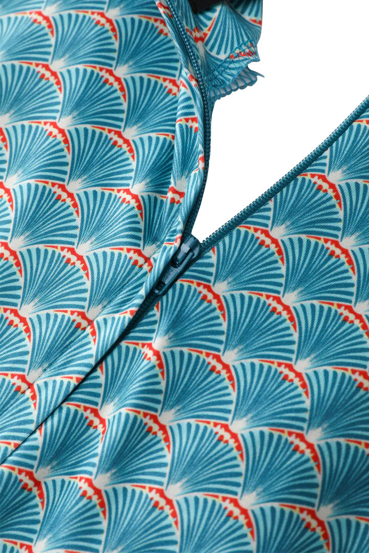 PREORDER - Julia Teal Blue Fanburst Tea Dress - Estimated dispatch 18th of June