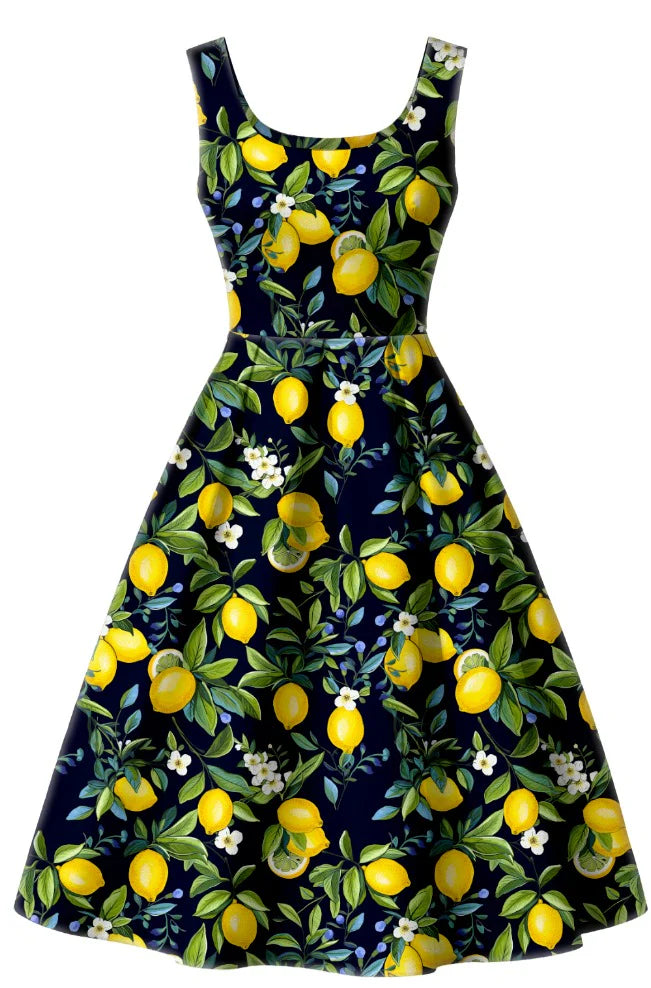 PRE-ORDER - Ophelia Black Lemon Dress - Expected dispatch 16th of June