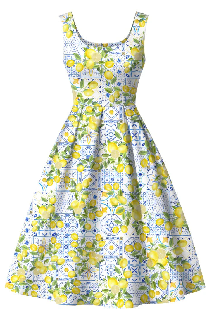 PRE-ORDER - Ophelia Mediterranean Lemon Dress - Expected dispatch 28th of May