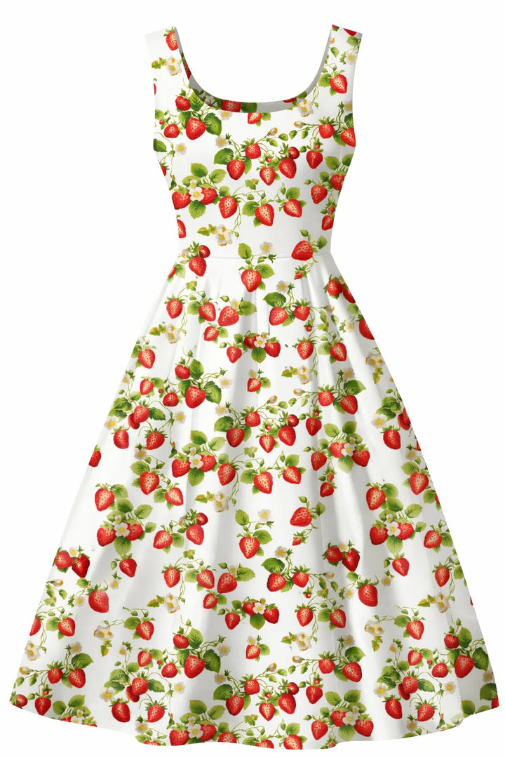 PRE-ORDER - Ophelia White Strawberry Dress - Expected dispatch 16th of June