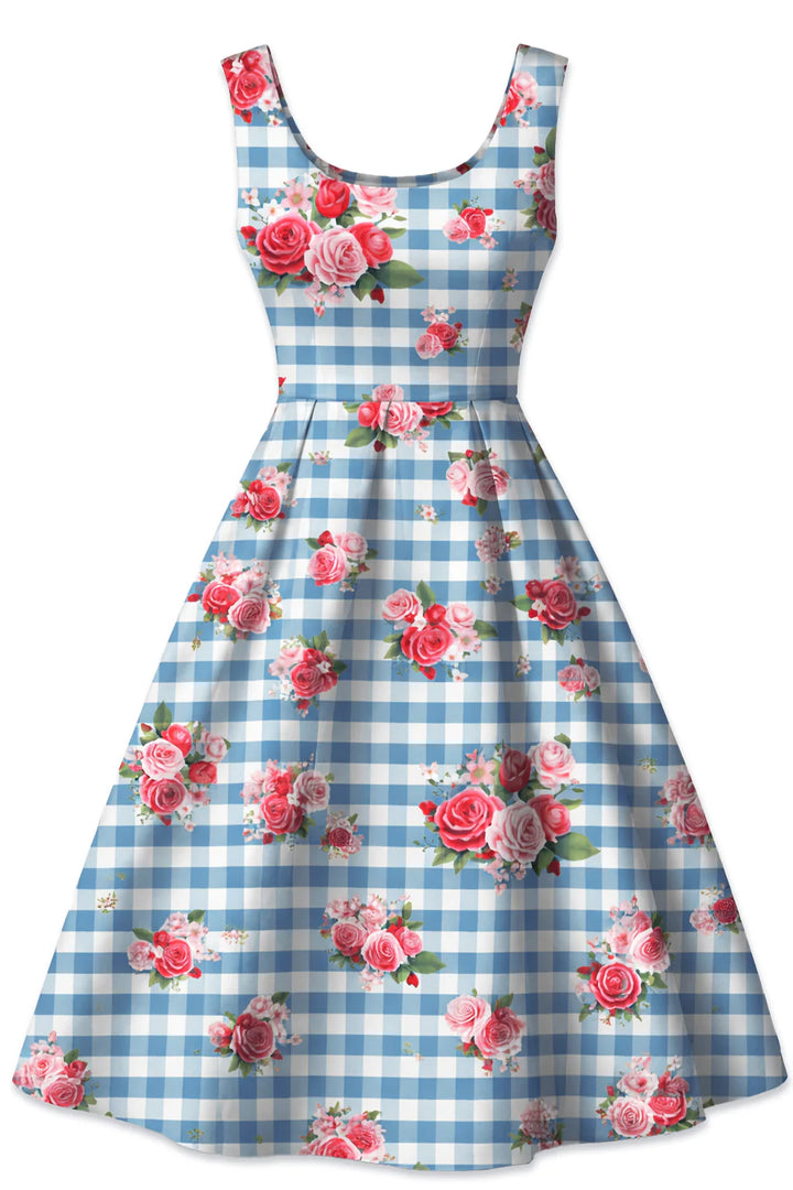PRE-ORDER - Ophelia Floral Gingham Dress - Expected dispatch 16th of June