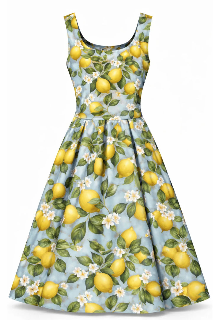 PRE-ORDER - Ophelia Blue Lemon Floral Dress - Expected dispatch 28th of May