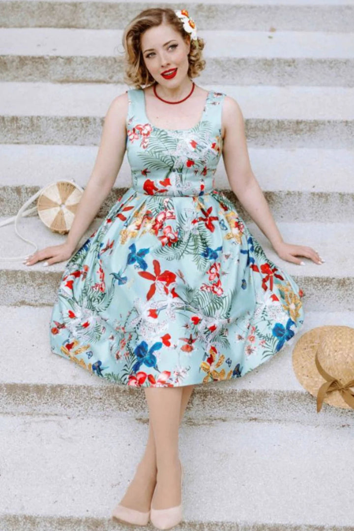 PRE-ORDER - Amanda Vintage Inspired Botanical Dress - Expected dispatch 16th of June