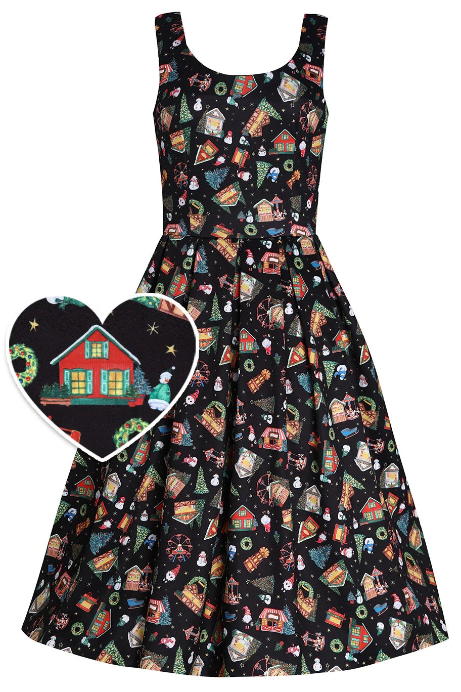 PREORDER - Amanda Black Christmas Fair Dress - Estimated dispatch 30th of October
