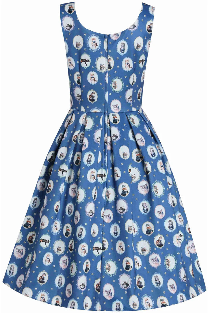PREORDER - Amanda Blue Cat Swing Dress - Expected dispatch 6th of August