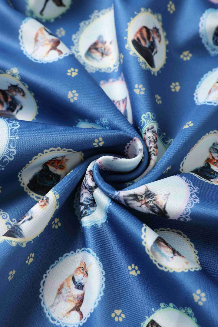 PREORDER - Amanda Blue Cat Swing Dress - Expected dispatch 6th of August