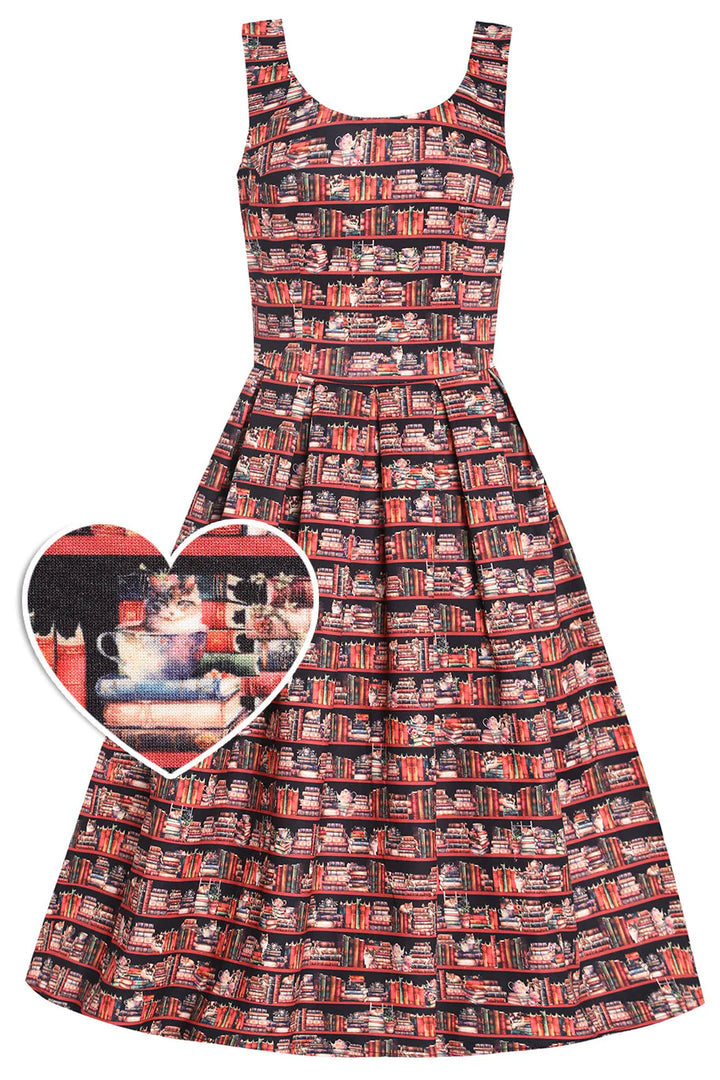 PREORDER - Amanda Library and Cat Dress - Estimated dispatch 28th of November