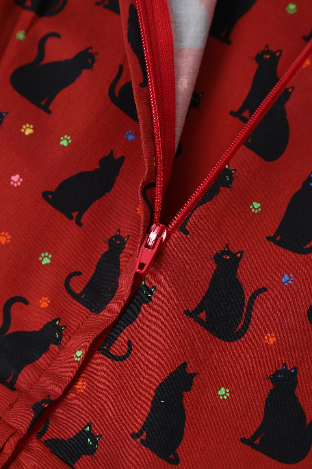 PREORDER - Amanda Burgundy Cat Dress - Estimated dispatch 28th of November