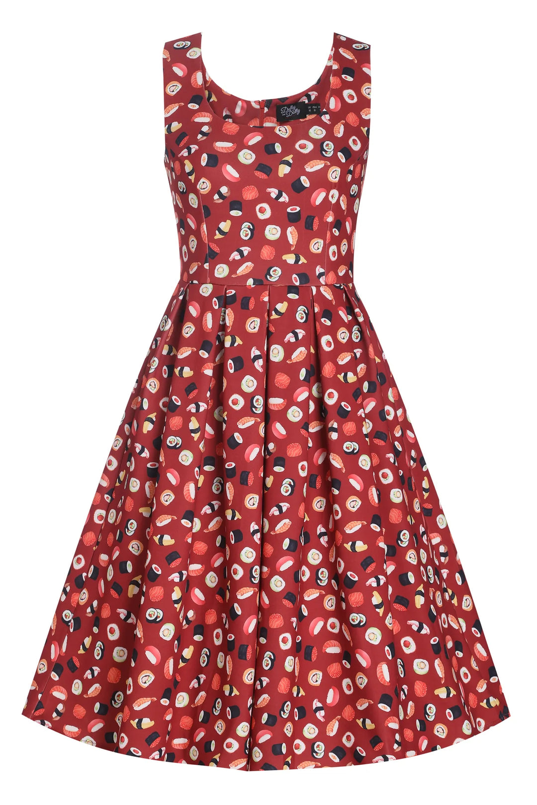 PREORDER - Amanda Burgundy Sushi Print Dress - Estimated dispatch 21st of April