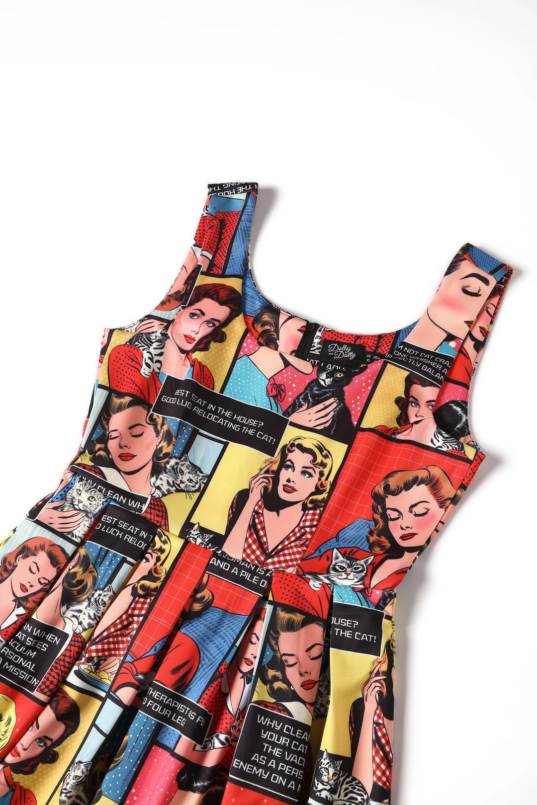 PREORDER - Amanda Cat Comic Strip Dress - Estimated dispatch 28th of November