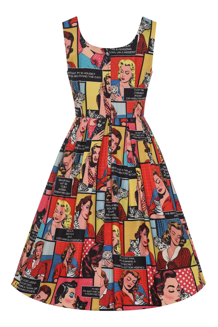 PREORDER - Amanda Cat Comic Strip Dress - Estimated dispatch 28th of November
