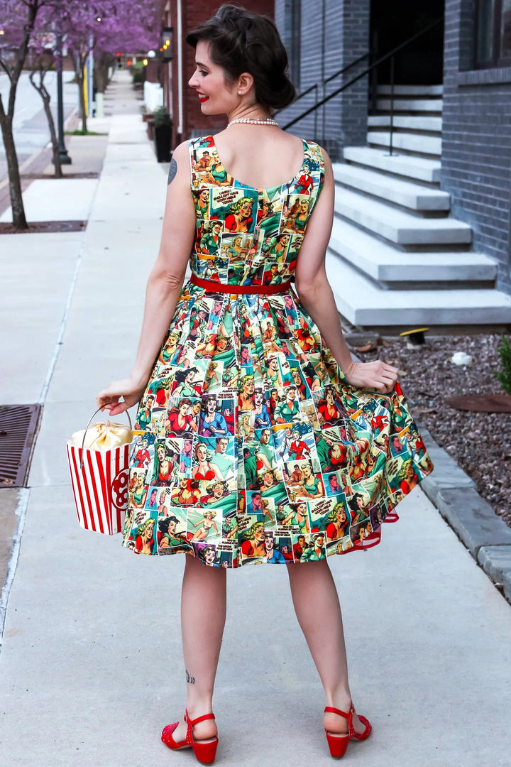 PREORDER - Amanda Vintage Comic Dress - Estimated dispatch 28th of November
